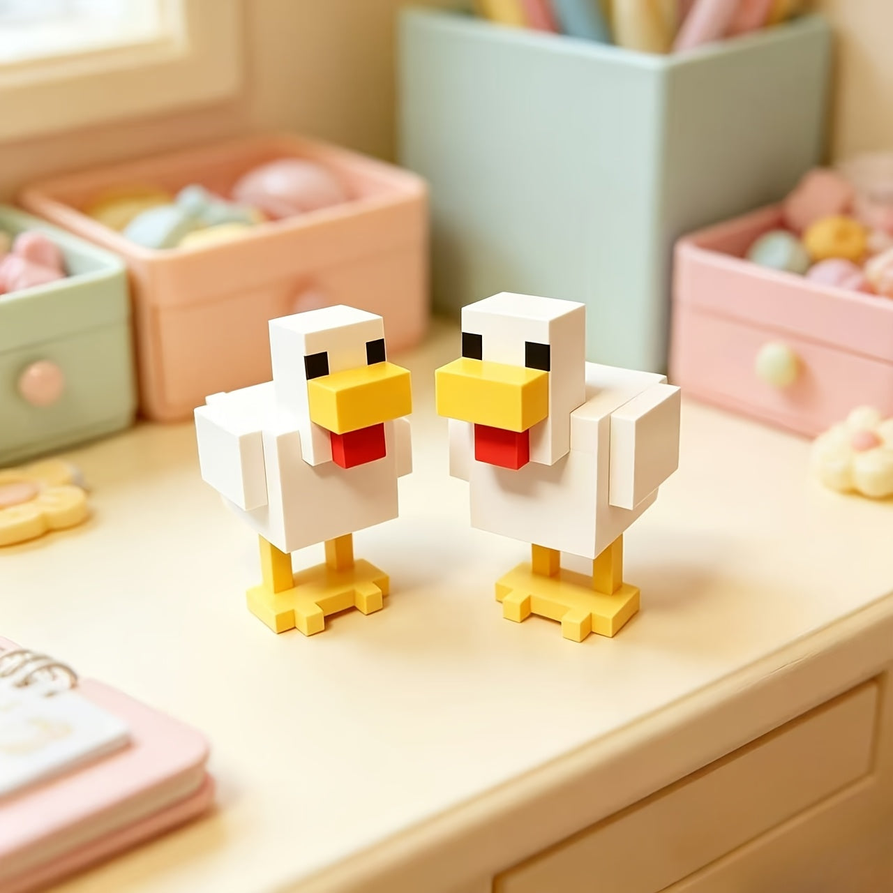 Tnessential Printed Pixel Chicken Statue 3D Decor