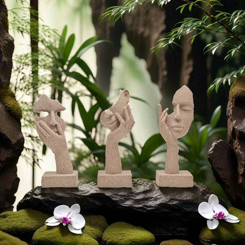 Tnessential Abstract Mask Figurine Set 3D Decor