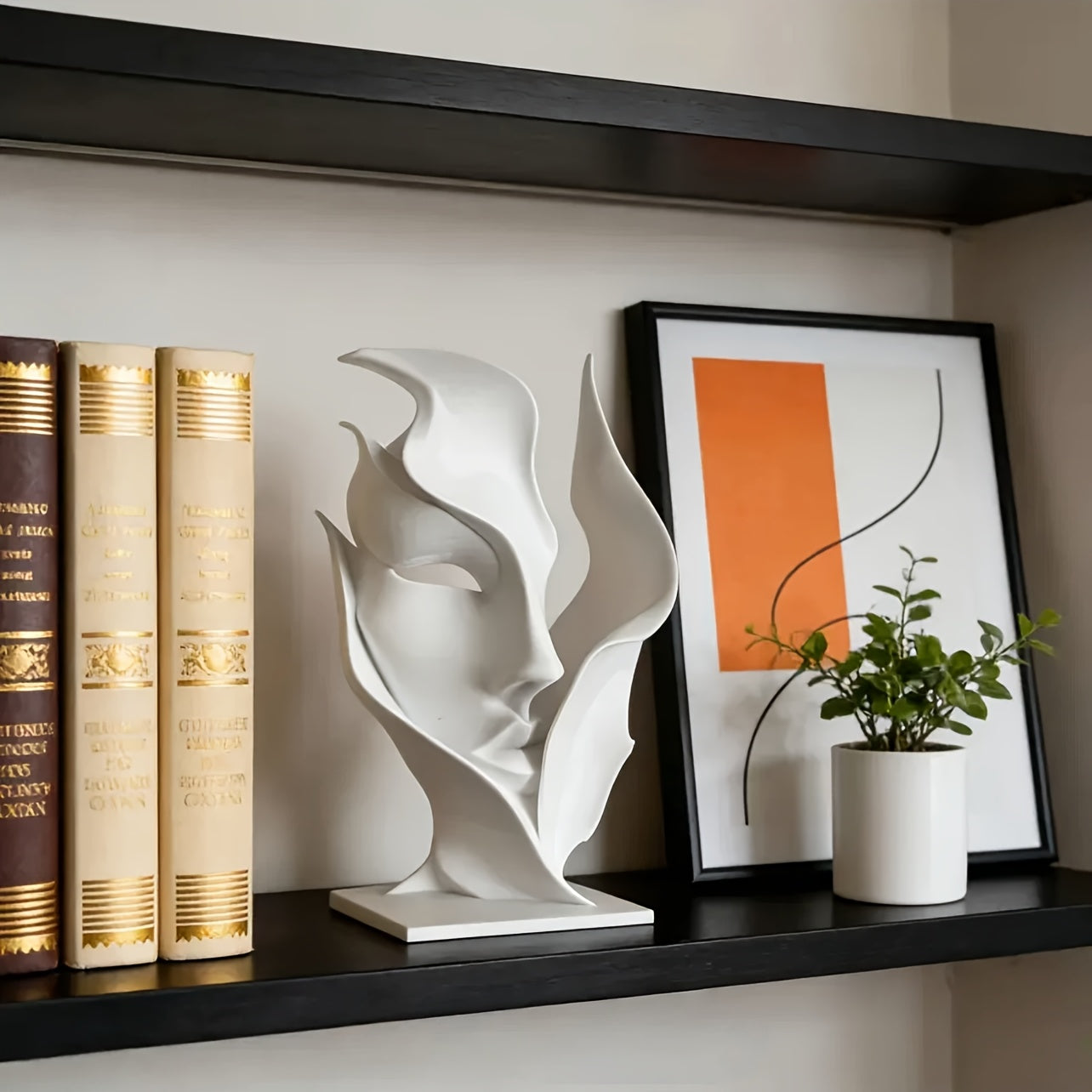 Tnessential White Art Half-face Sculpture 3D Decor