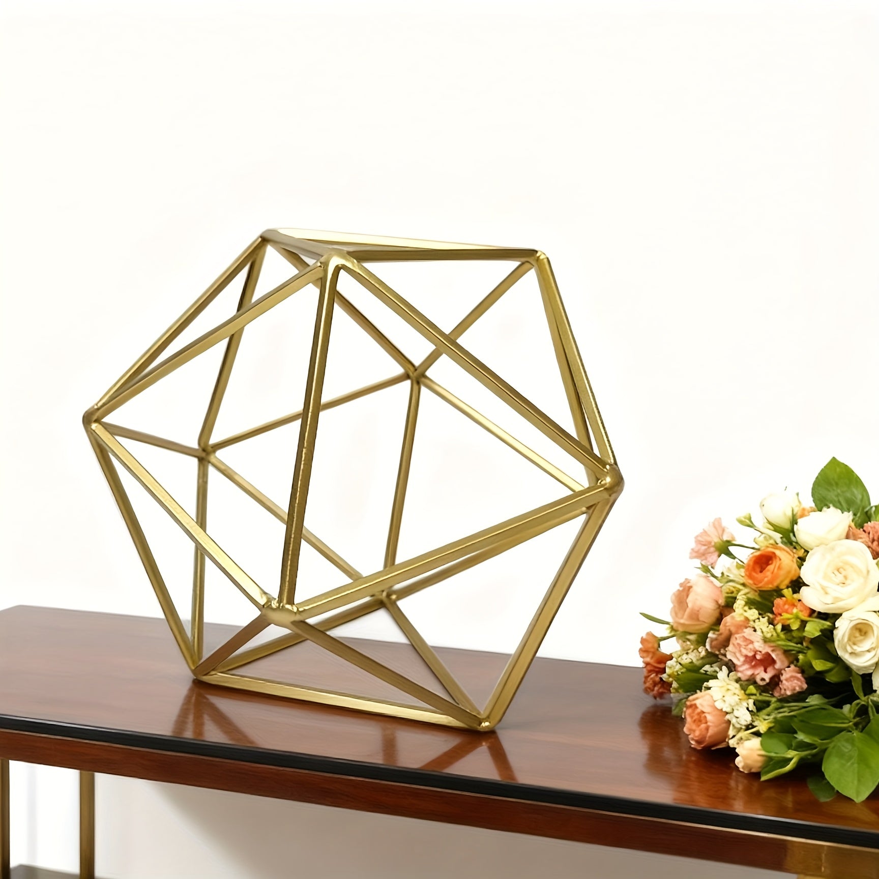Tnessential Golden Geometric Sphere 3D Decor
