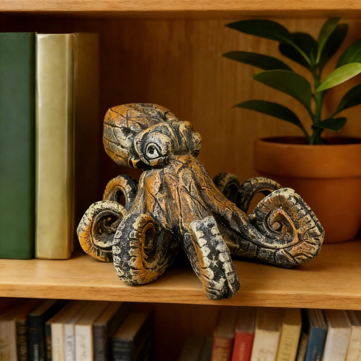 Tnessential Handcraft Rustic Octopus Sculpture Resin Octopus 3D Decor