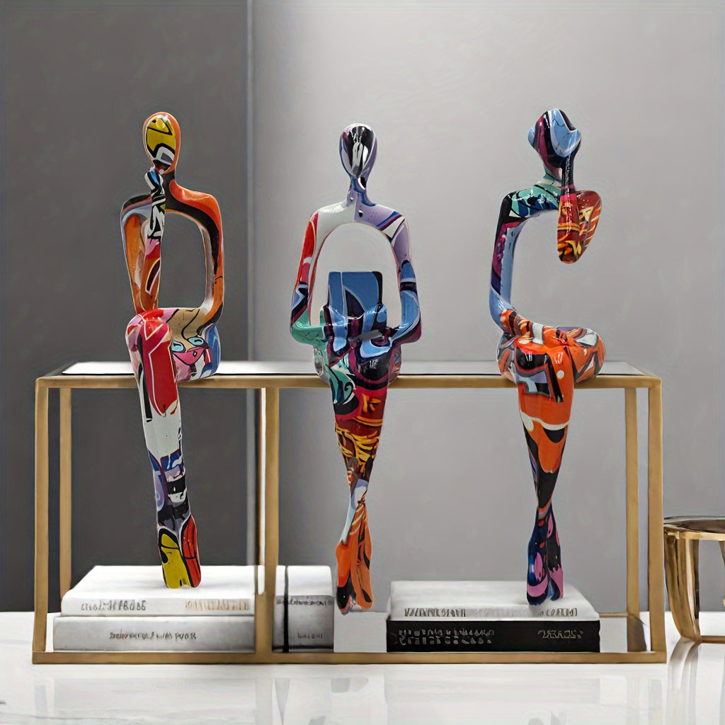Tnessential Abstract Thinker Resin Character Statue Set 3D Decor