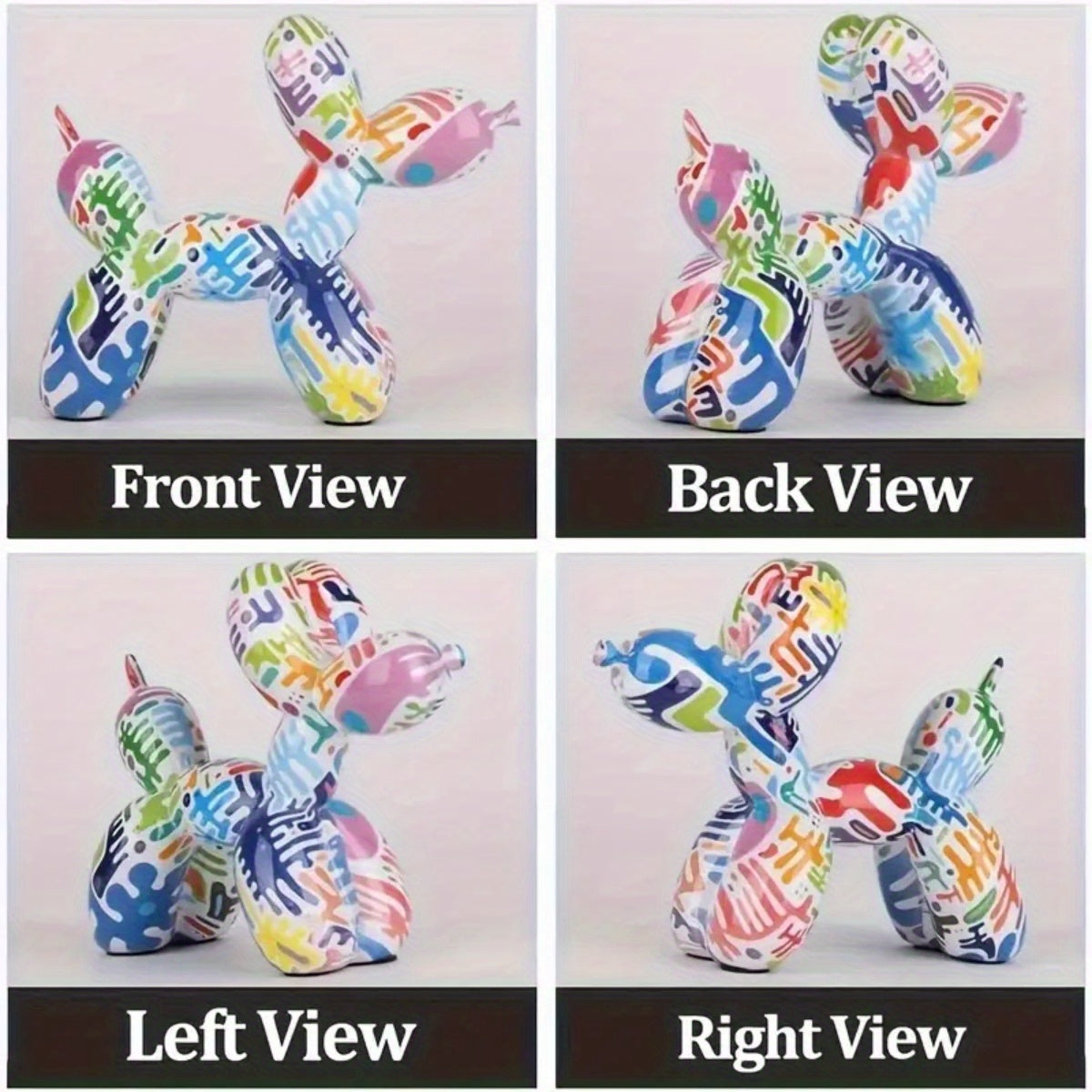 Tnessential Stylish Multicolored Striped Balloon Dog Figurine Ornament 3D Decor