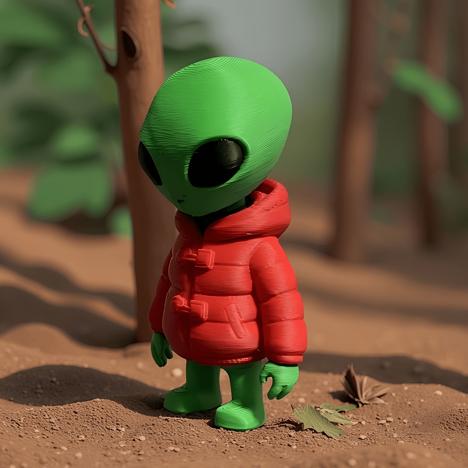 Tnessential One Red-clothed Alien Statue Ornament 3D Decor