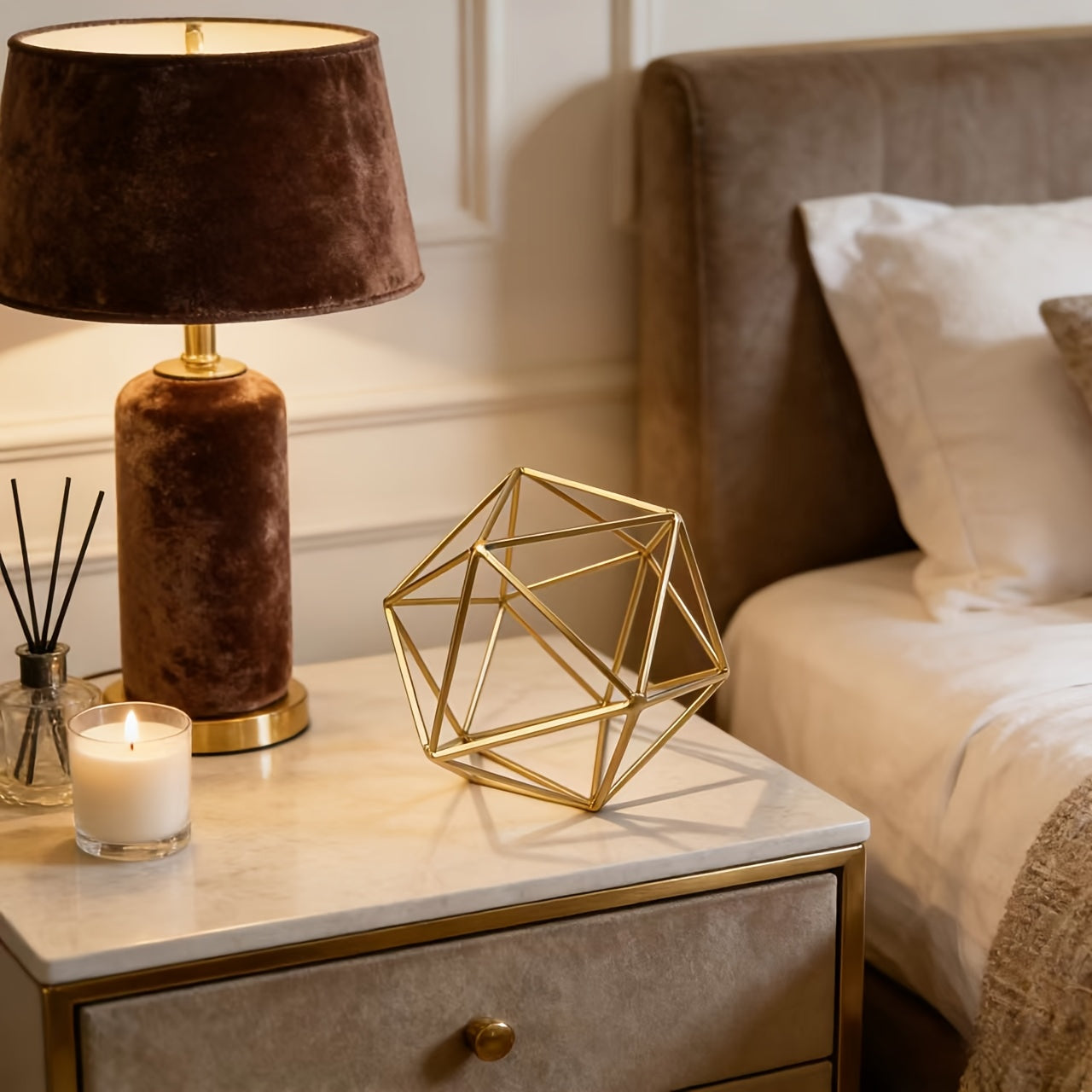 Tnessential Golden Geometric Sphere 3D Decor