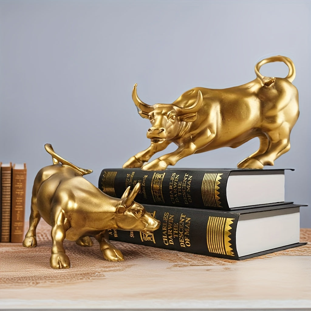 Tnessential Golden Bull Statue 3D Decor
