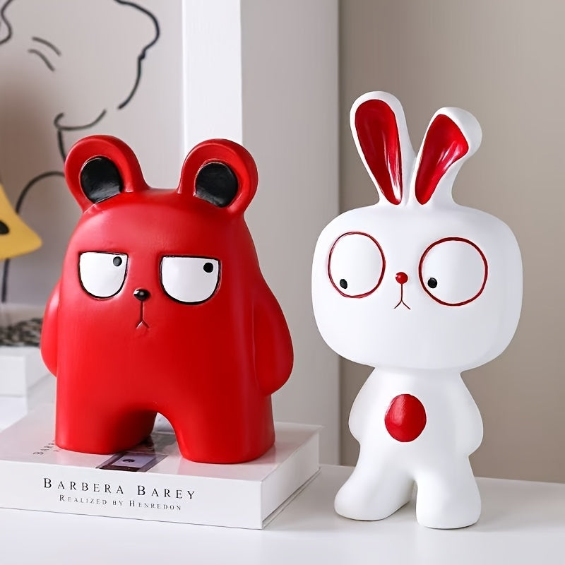 Tnessential Collectible Figurines Cute Rabbit & Bear Figurines 3D Decor
