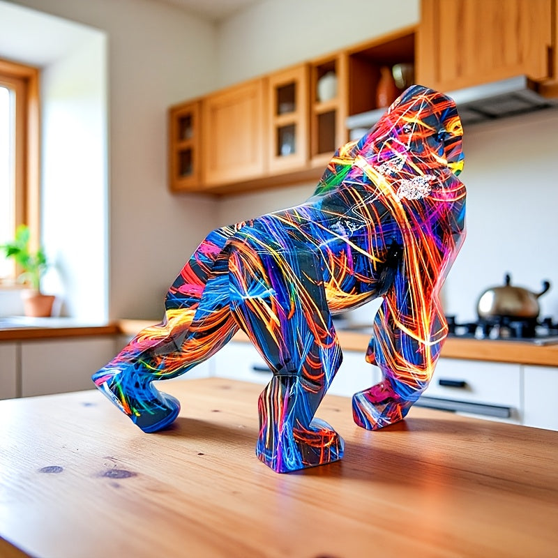Tnessential Modern Abstract Multicolor Geometric Gorilla Statue 3D Decor
