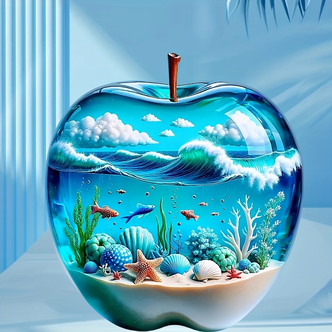 Tnessential Contemporary 3D Effect Apple Ocean Wall Sticker 3D Decor