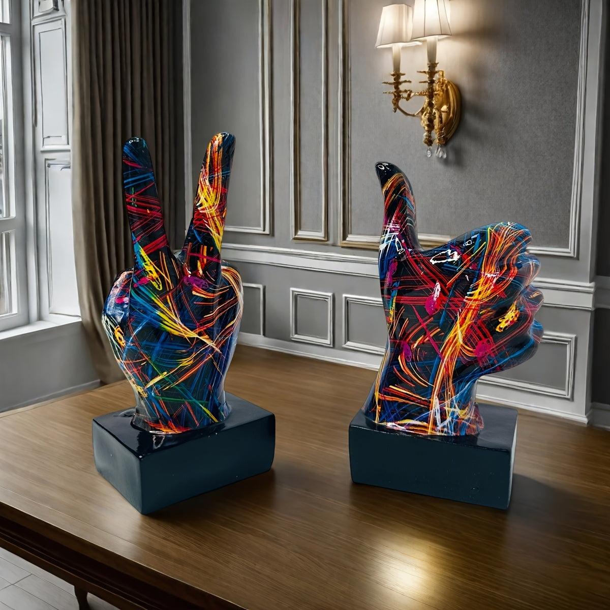 Tnessential Unique Resin Hand Gesture Statue 3D Decor