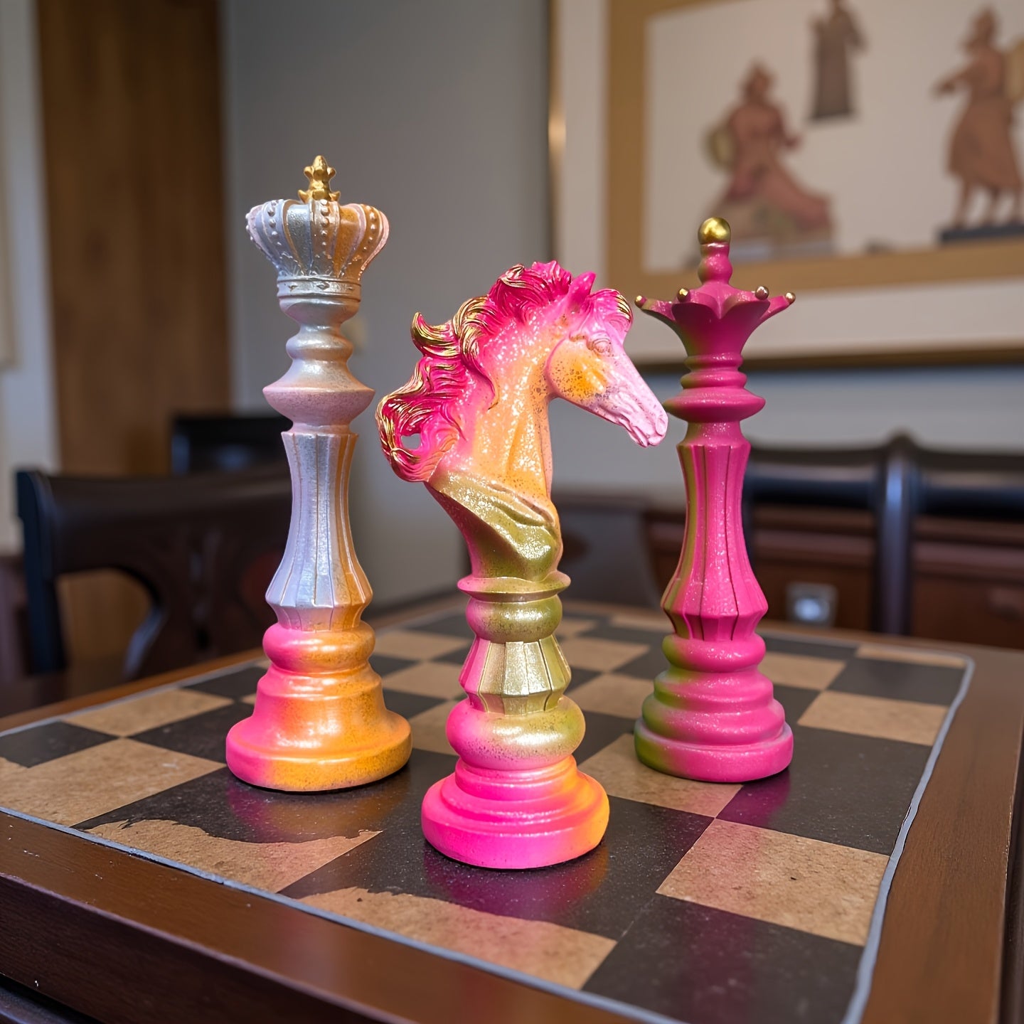 Tnessential Nordic Style Chess Piece Statues Decor 3D Decor