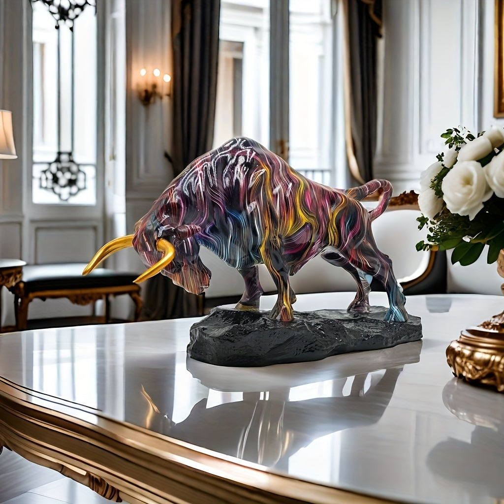 Tnessential Stunning Bronze Bull Sculpture 3D Decor