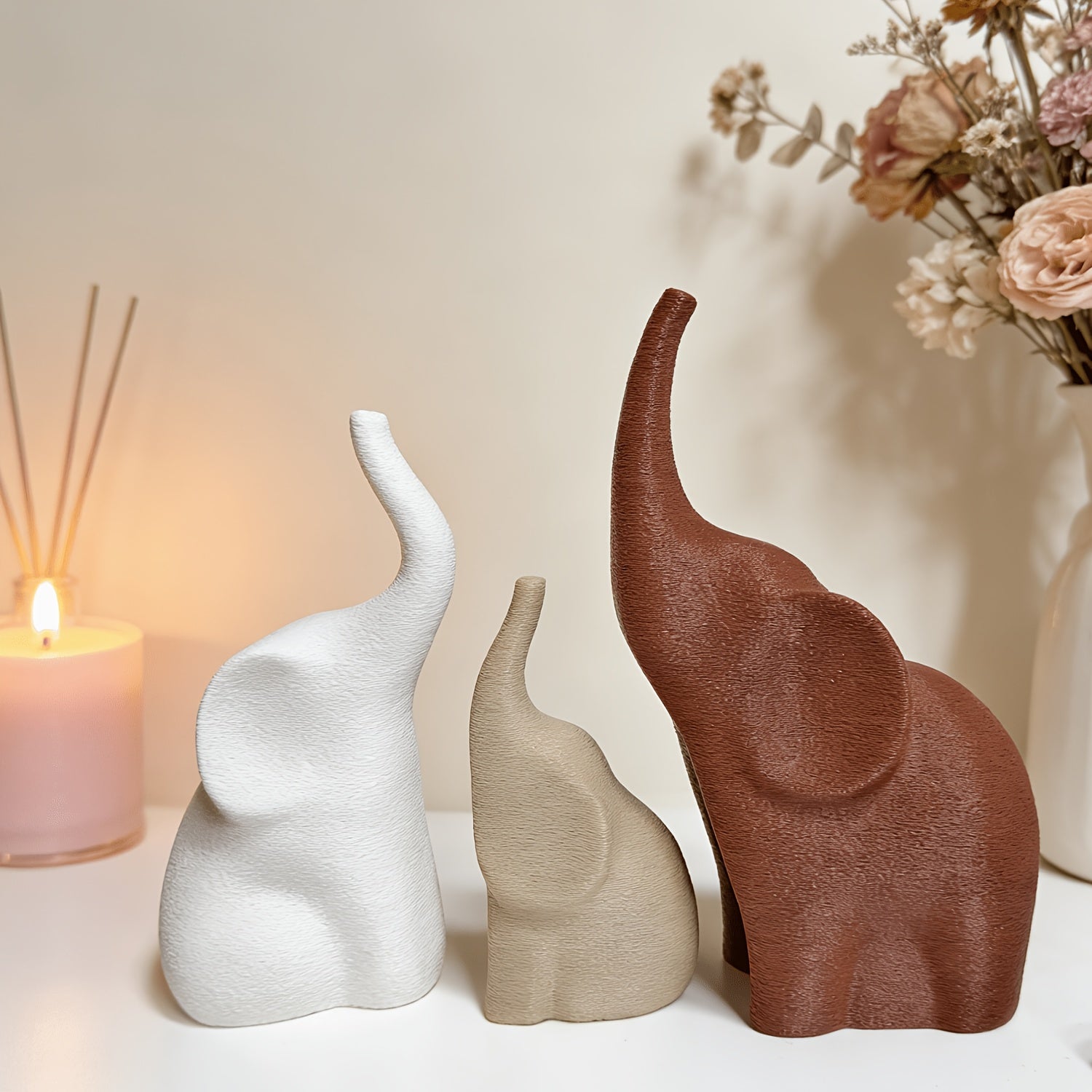 Tnessential Lucky Elephant Statues 3D Decor