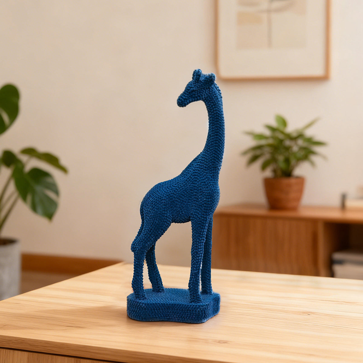 Tnessential Cm Blue and Red Flocked Giraffe Ornament 3D Decor