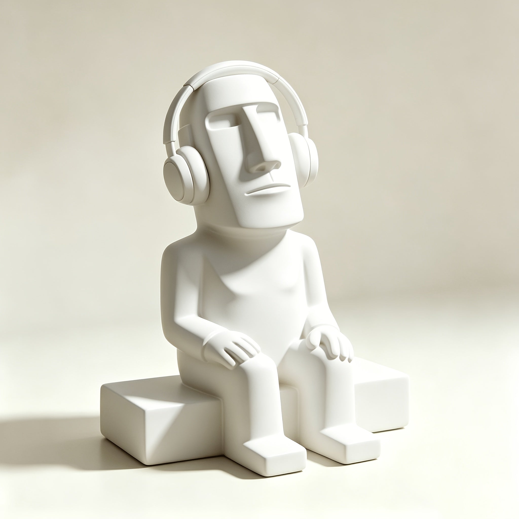 Tnessential Moai Statue with Headphones 3D Decor