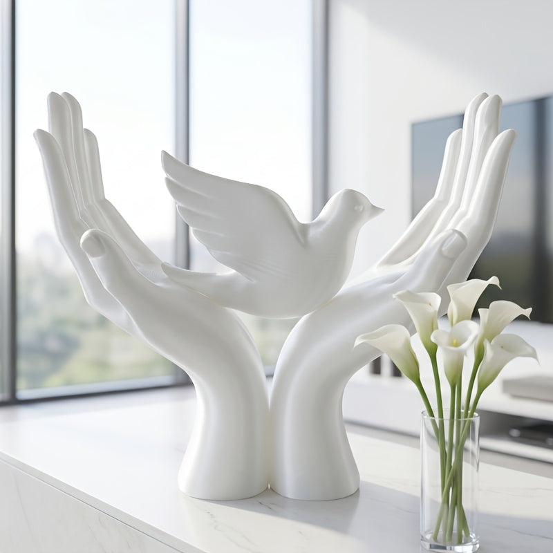 Tnessential Elegant Minimalist Hand-held Dove Flying Bird Sculpture 3D Decor