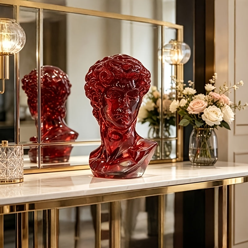 Tnessential D Intricately Carved Deeply Red Romantic Portrait Resin 3D Decor