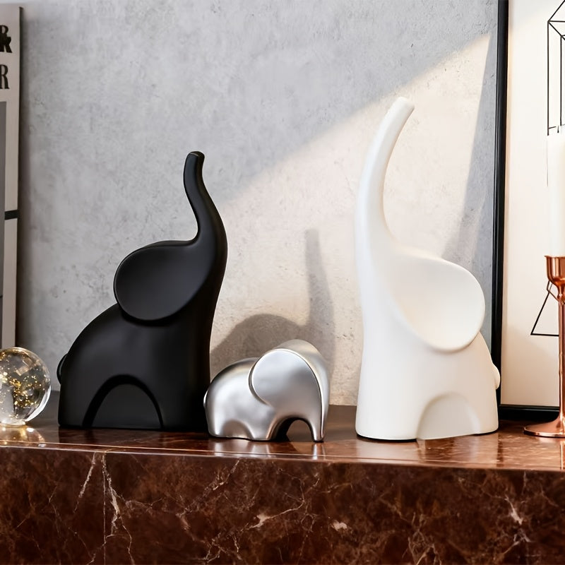 Tnessential Modern Minimalist Elephant Figurine for a Family of Three 3D Decor