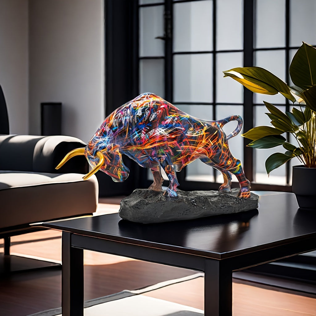 Tnessential Dazzling Wall Street-inspired Bronze Bull Statue 3D Decor