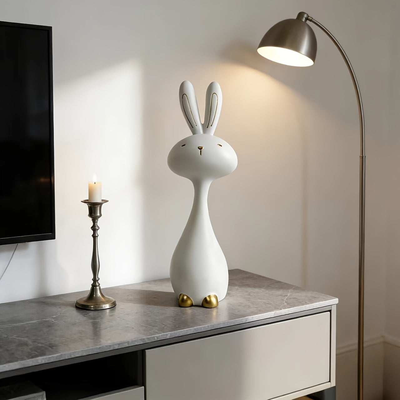 Tnessential Light Luxury Easy Golden-footed Rabbit Sculpture Decoration 3D Decor