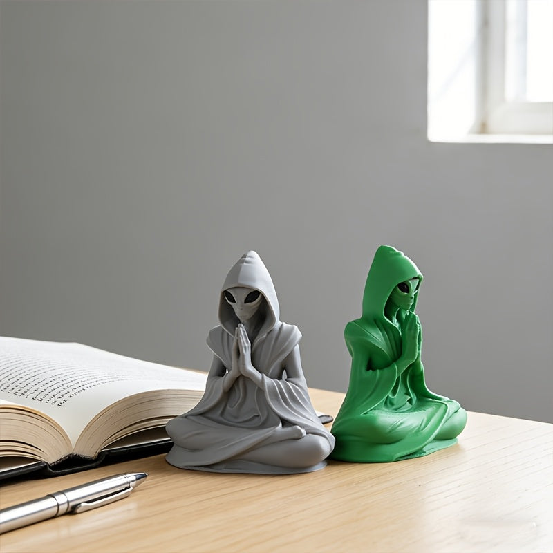 Tnessential Printed Meditating Alien Figurine 3D Decor