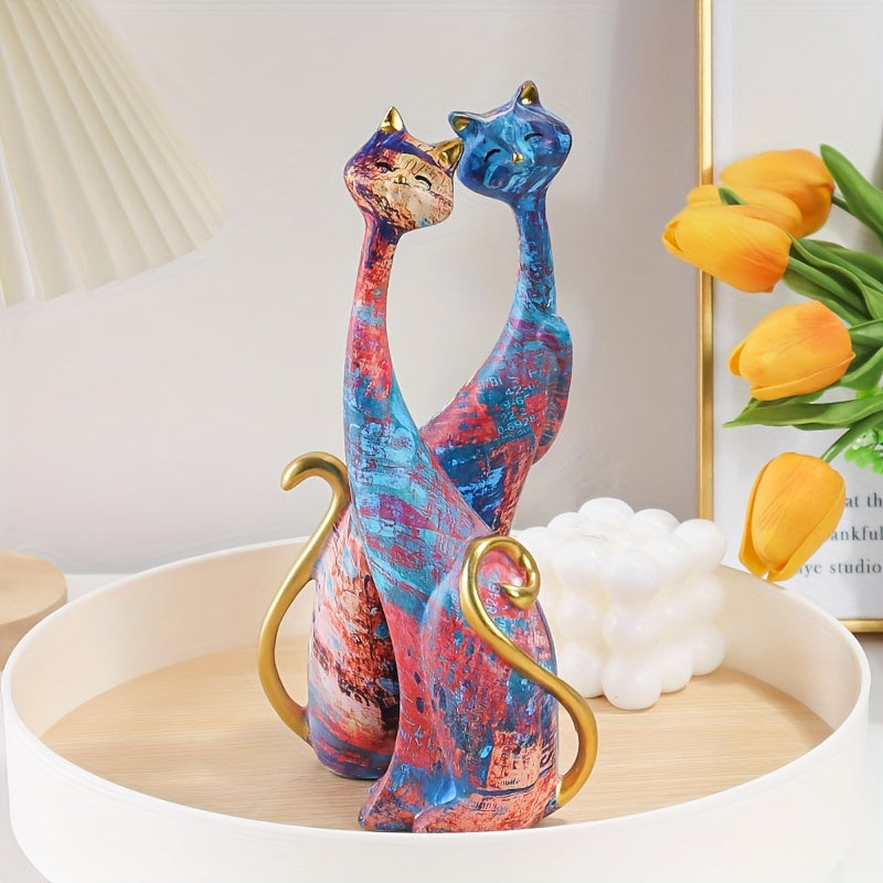 Tnessential Pair of Cat Resin Ornaments 3D Decor