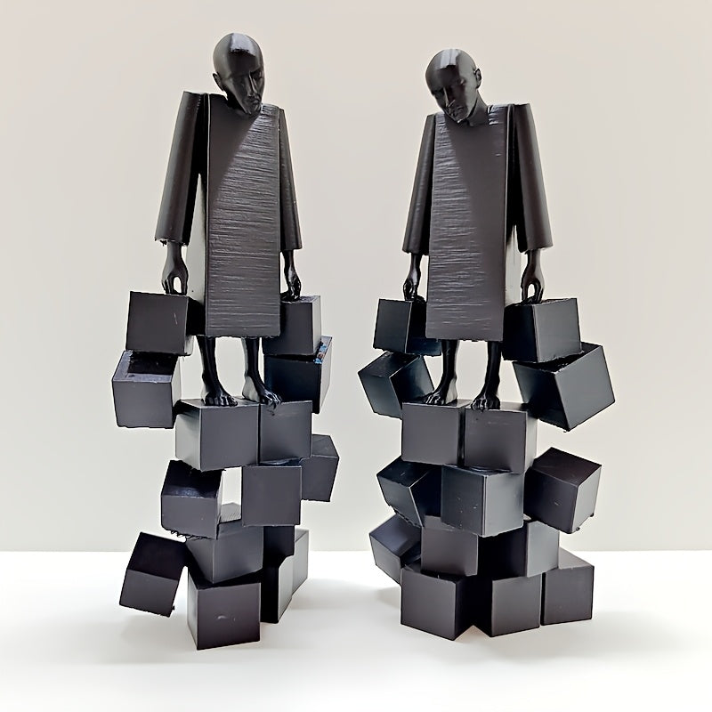 Tnessential Modern Abstract Sculpture: Man Carrying Heavy Load 3D Decor