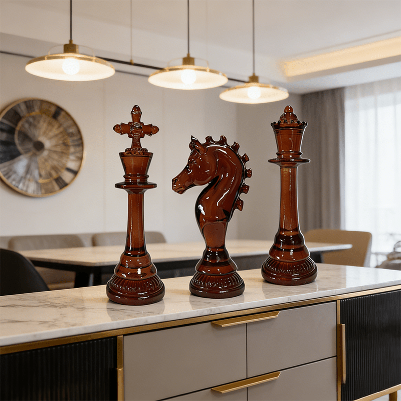 Tnessential Elegant Resin Chess Piece Figurines 3D Decor