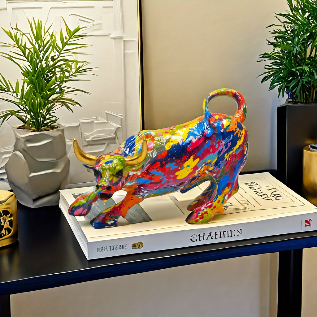 Tnessential Elegant & Powerful Resin Bull Ornament: Ideal Decor & Gift 3D Decor