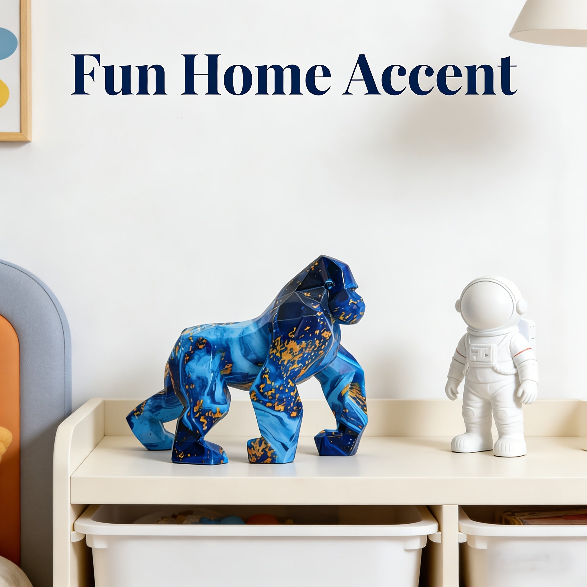 Tnessential Handmade Resin Gorilla Statue Sculpture 3D Decor