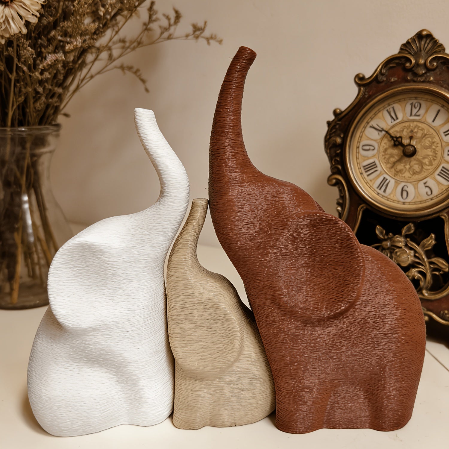 Tnessential Set of 3 Lucky Elephant Figurines 3D Decor