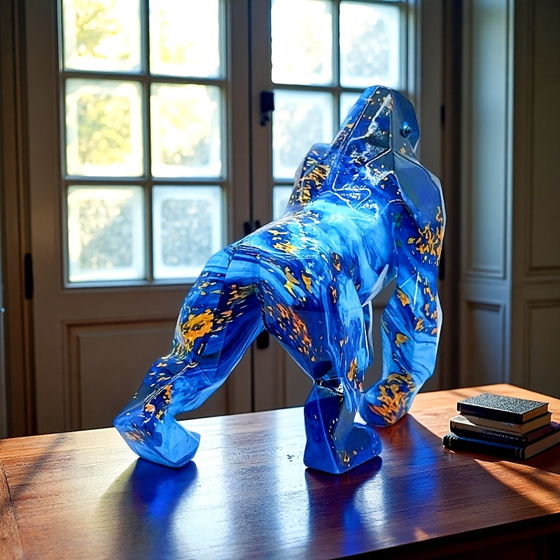 Tnessential Creative Geometric Design Walking Gorilla Resin Statue 3D Decor