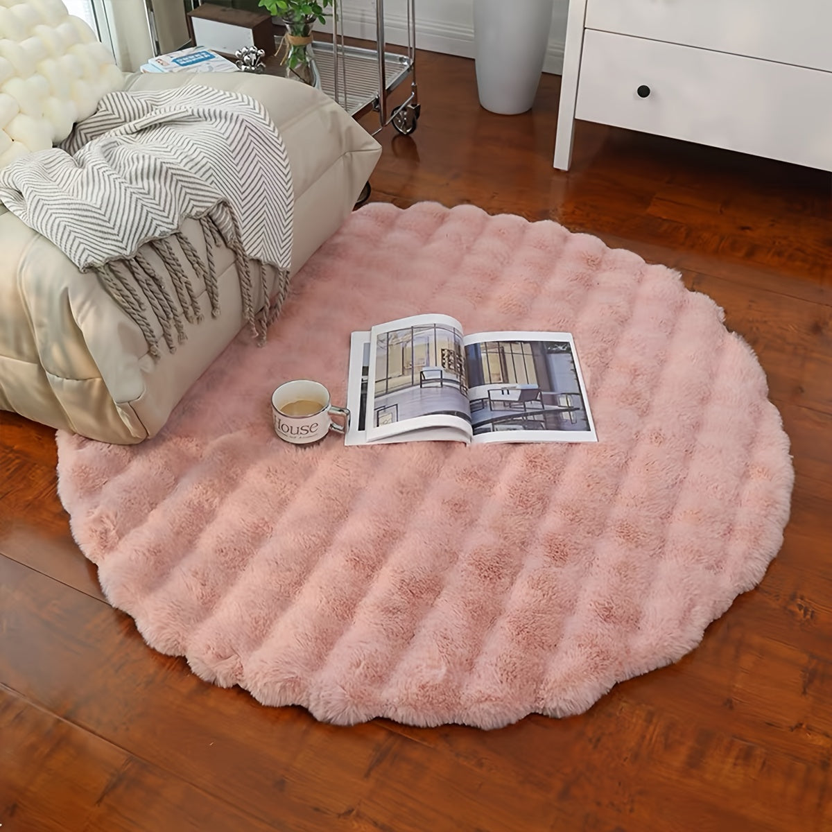 PINK ROUND RUG view 5