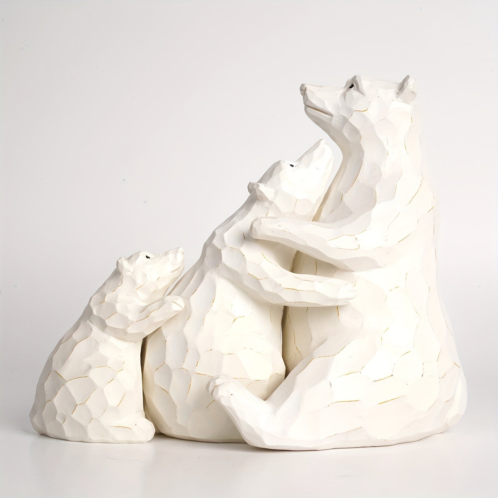 Tnessential White Bear 3pcs Statue Set 3D Decor