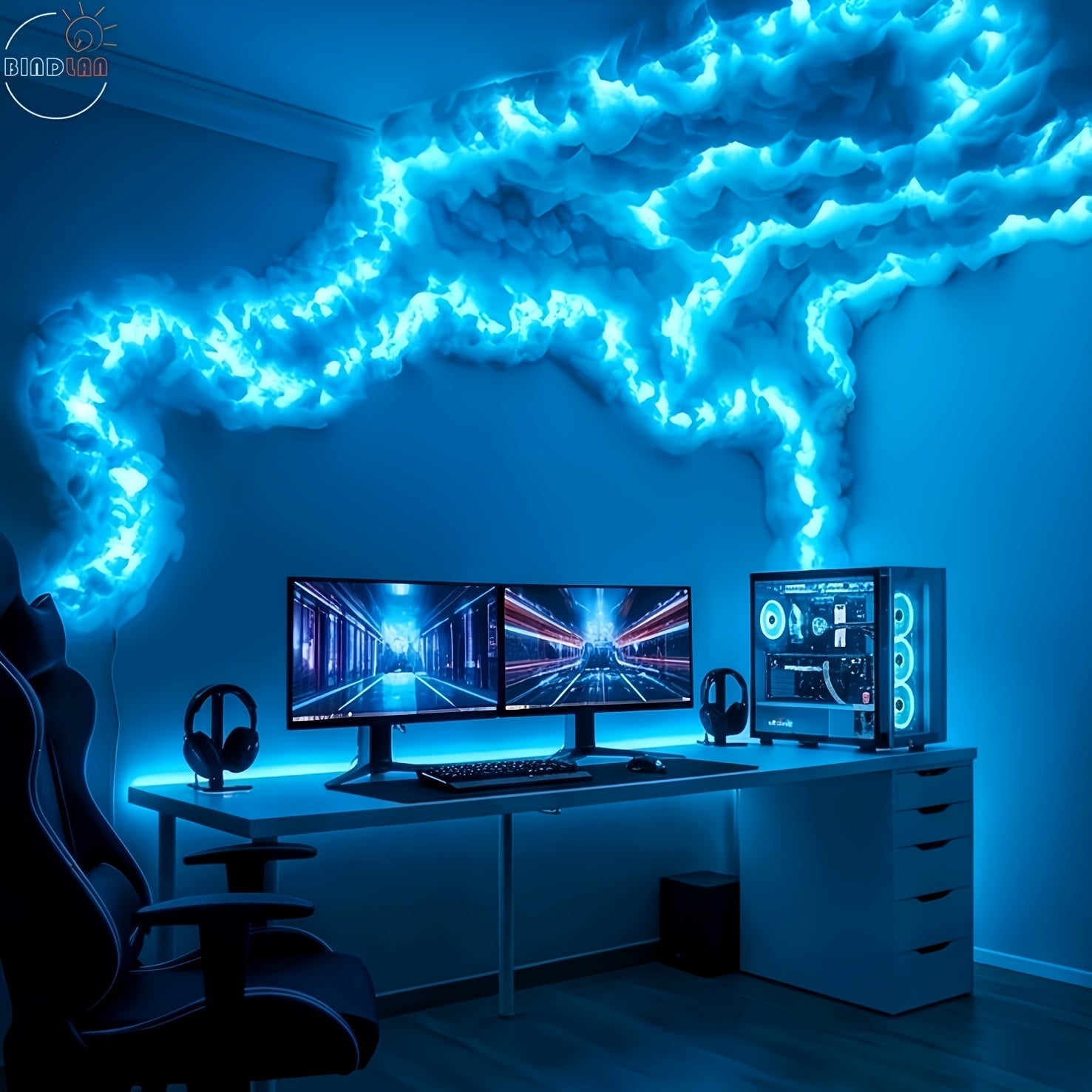 Tnessential BINDLAN 8M 2025 New 3D Thunder Cloud LED Light 3D Decor