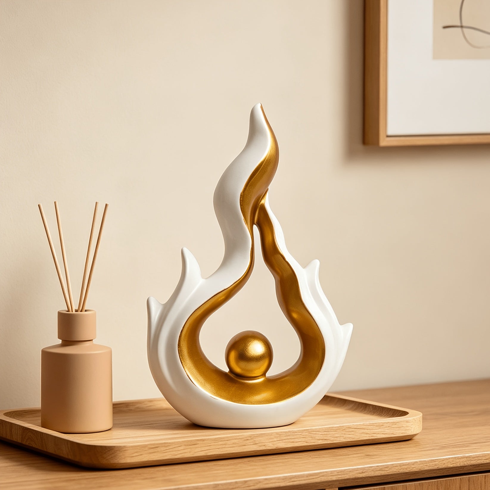 Tnessential Abstract Flame Sculpture 3D Decor