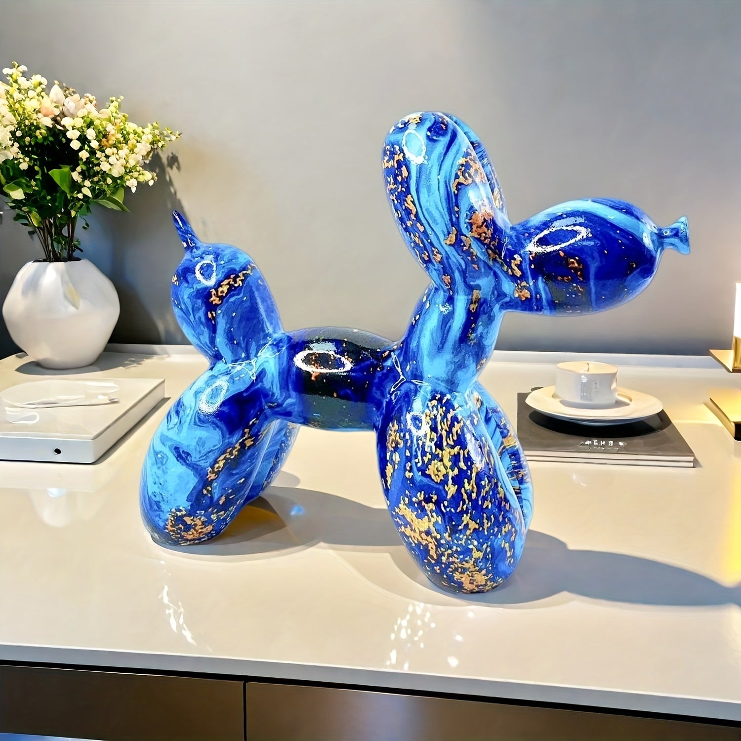 Tnessential Blue and Golden Water-soaked Balloon Dog 3D Decor