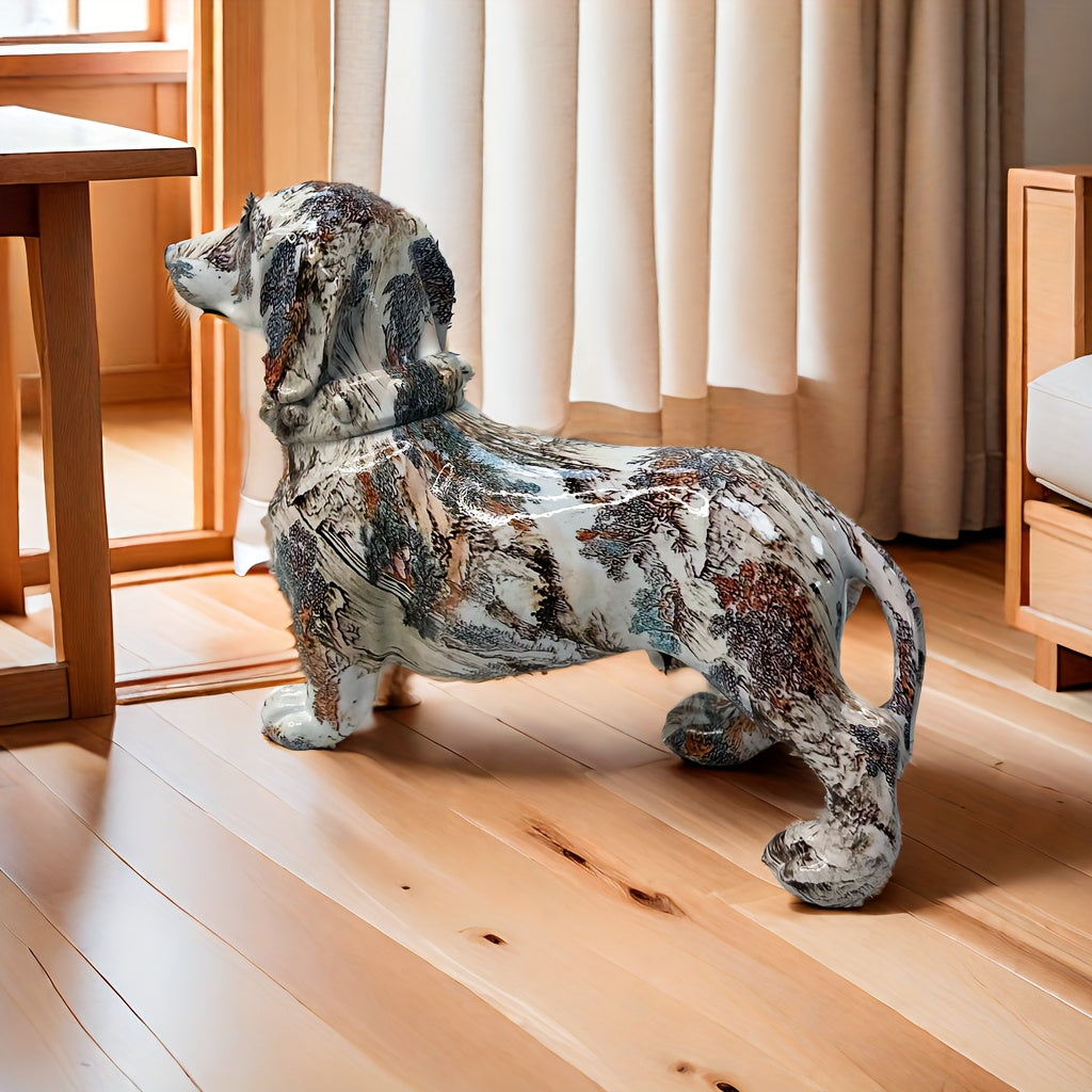 Tnessential Vibrant Graffiti Sausage Dog Statue 3D Decor