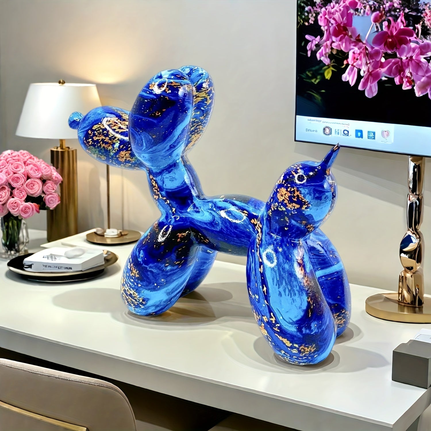 Tnessential Blue and Golden Water-soaked Balloon Dog 3D Decor