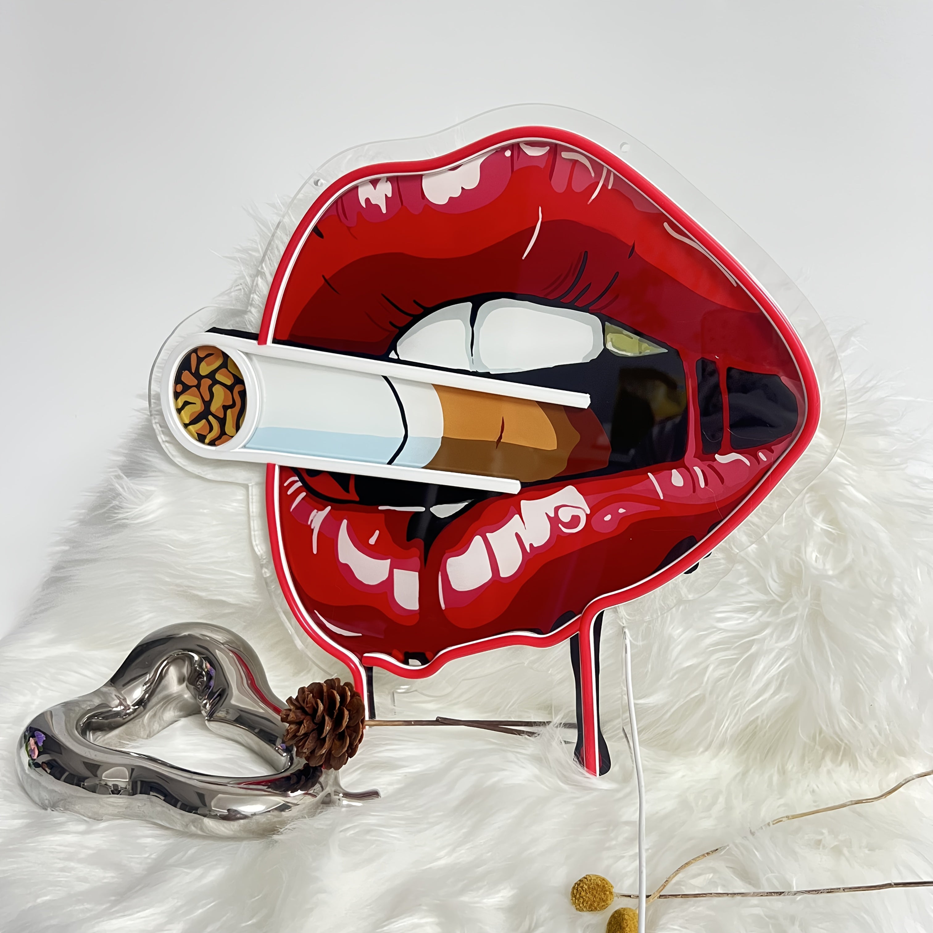 Tnessential Romantic Red Lips Neon Sign 3D Decor
