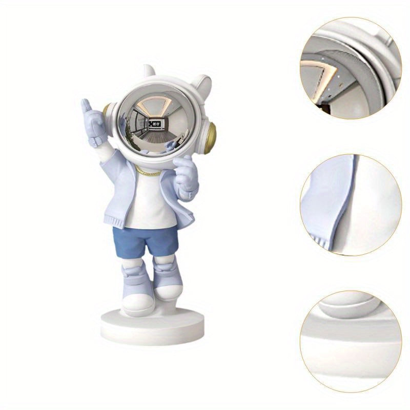 Tnessential Light Blue Astronaut Figurine Making a Heart Gesture 3D Decor