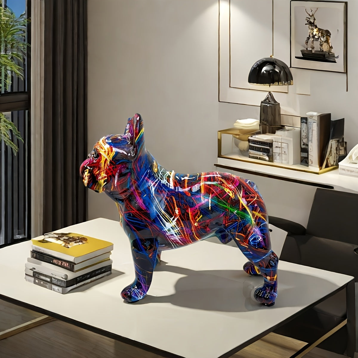 Tnessential Creative French Bulldog Resin Sculpture 3D Decor