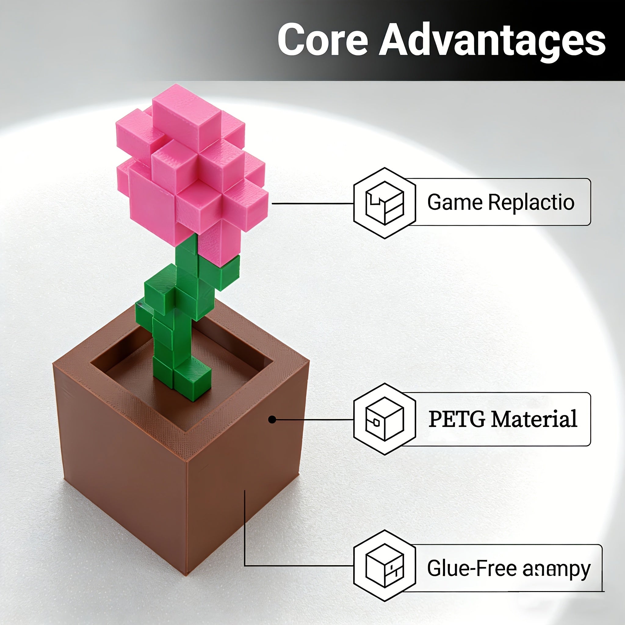 Tnessential Modular Assembly Rose Plant Pot PETG Material Non-fading 3D Decor