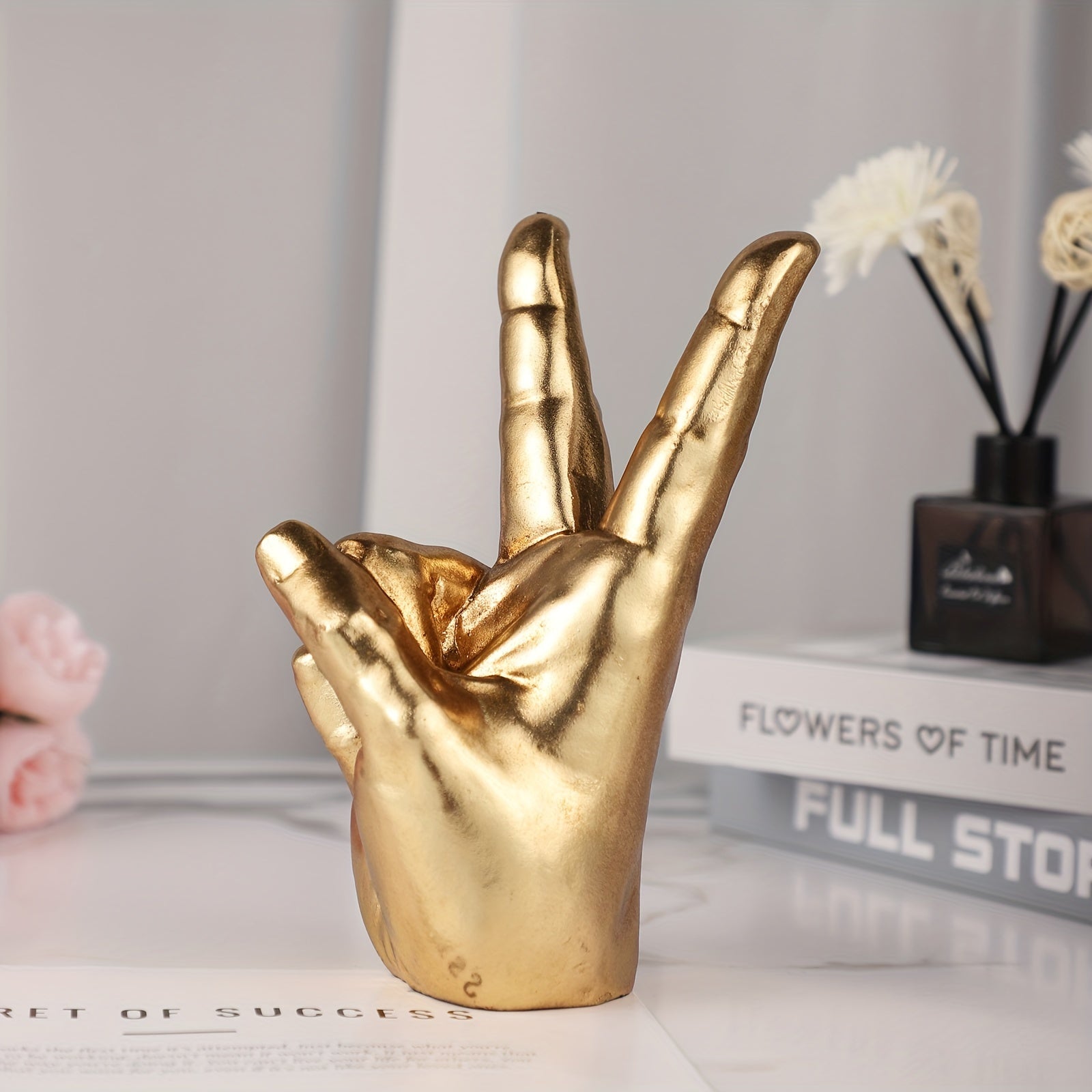 Tnessential Golden Abstract Hand Statue 3D Decor