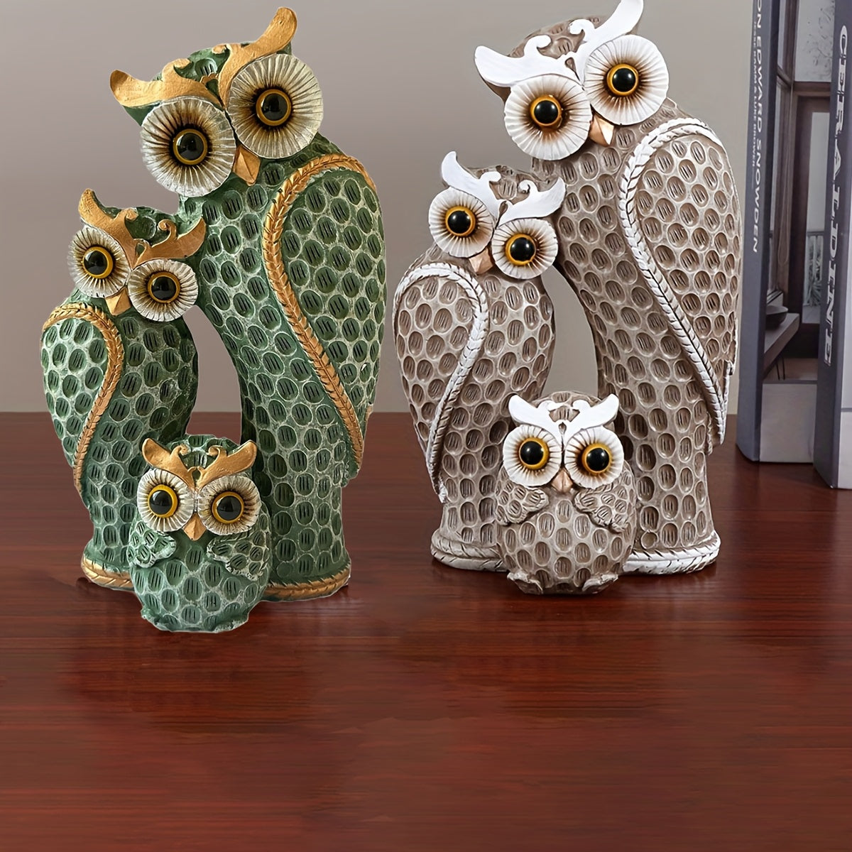 Tnessential Realistic Owl Family Figurine 3D Decor