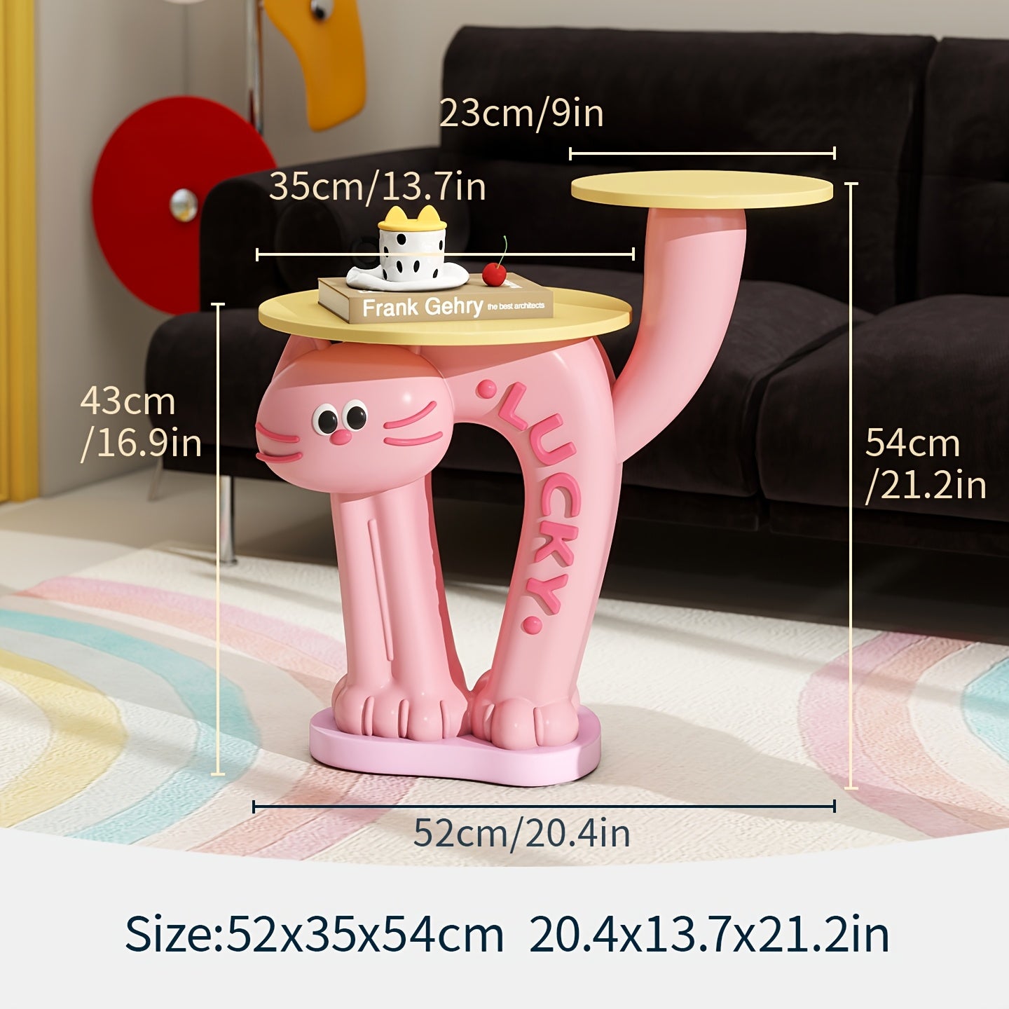 Tnessential Resin Cartoon Cat Double Tray Side Table 3D Decor