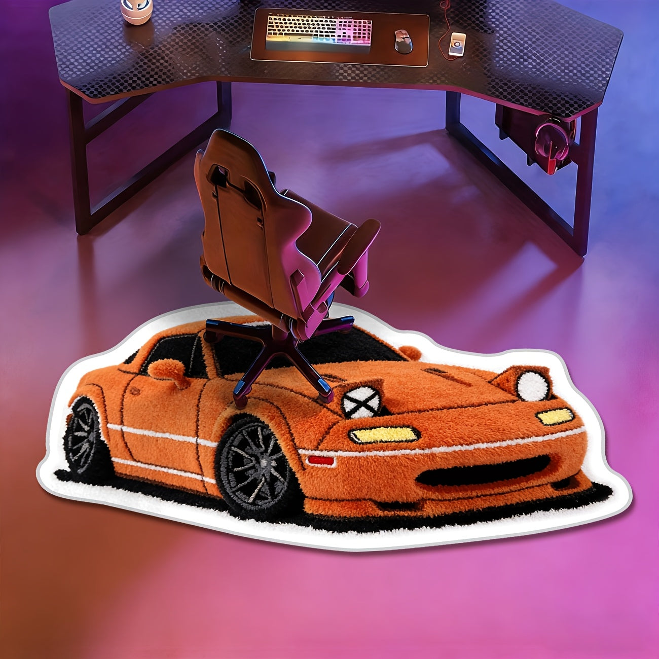 ORANGE IRREGULAR RUG view 3