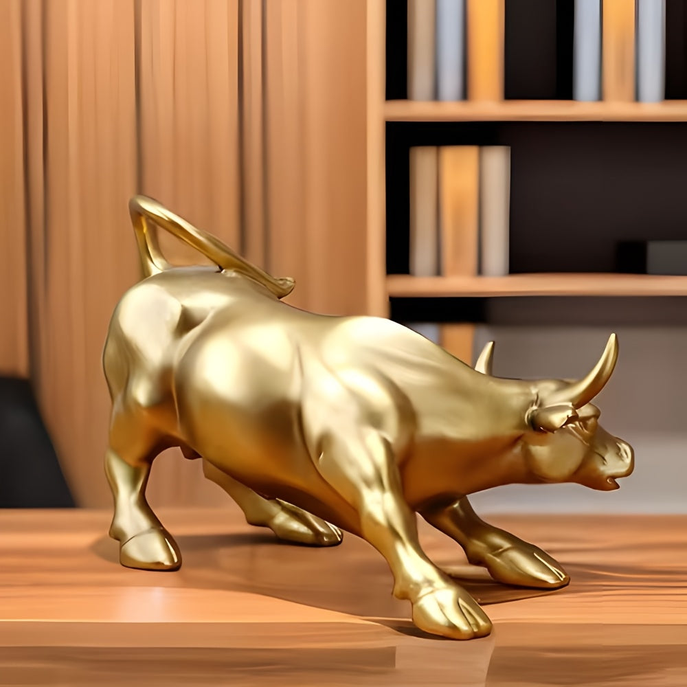 Tnessential Golden Bull Statue 3D Decor