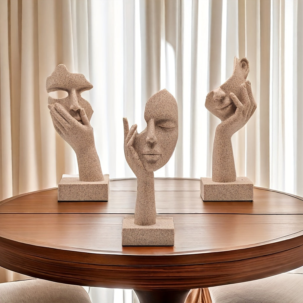 Tnessential Abstract Mask Figurine Set 3D Decor