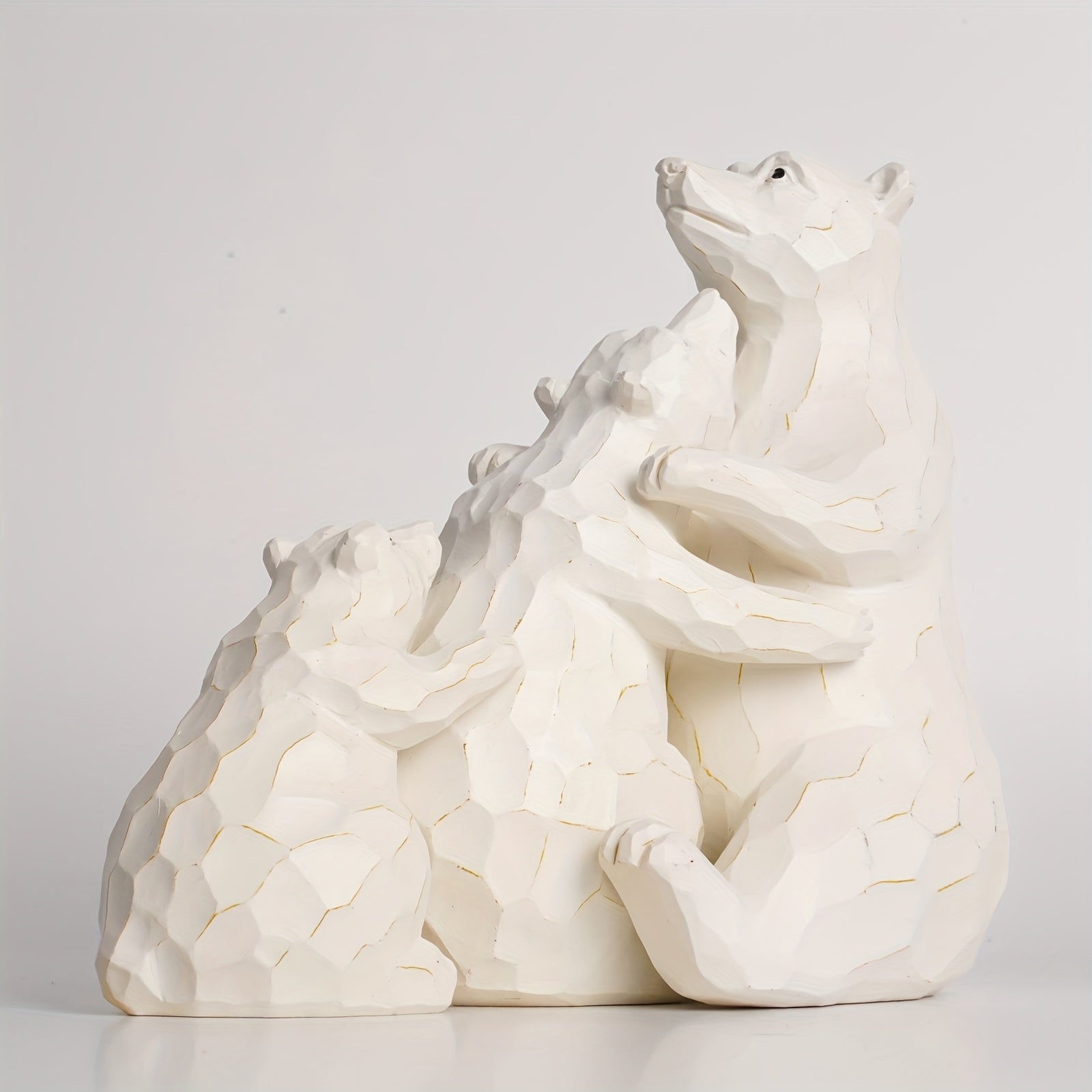 Tnessential White Bear 3pcs Statue Set 3D Decor
